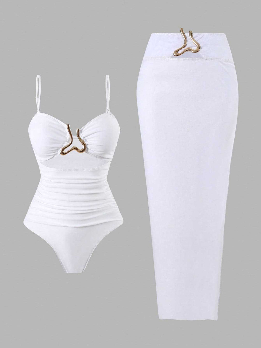 Damen Eleganter Badeanzug mit schickem Wrap-Rock EB