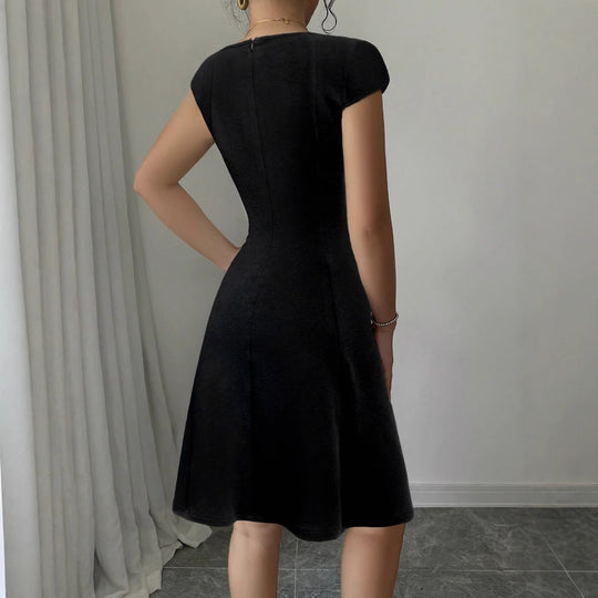 Damen Ärmelloses A-Linien Kleid mit quadratischem Ausschnitt EB