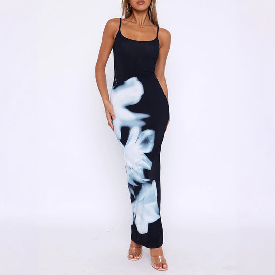 Damen Elegantes Lang-Kleid mit floralen Akzenten EB