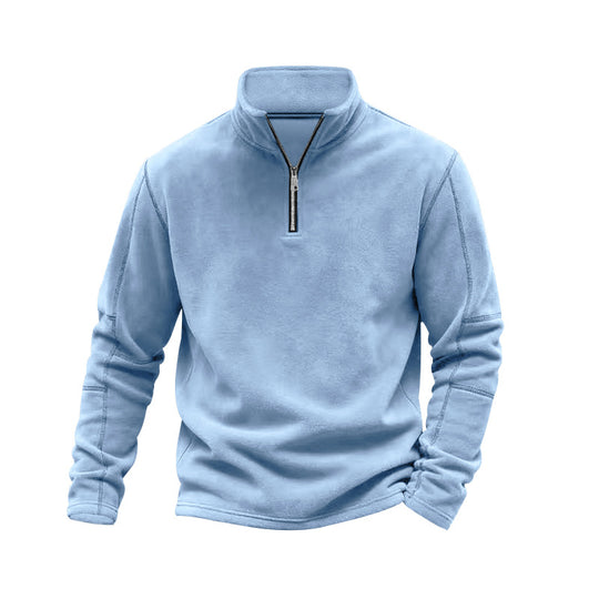 Herren nan leichter Fleece-Pullover mit halbem Reißverschluss und Stehkragen EB