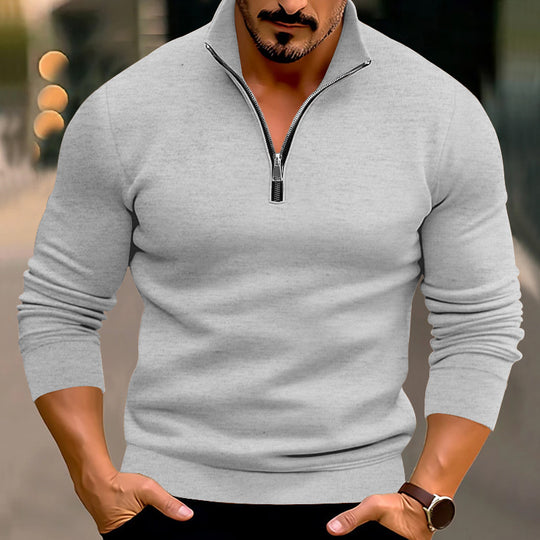 Herren Pullover mit halbem Reißverschluss und modernen Akzenten EB