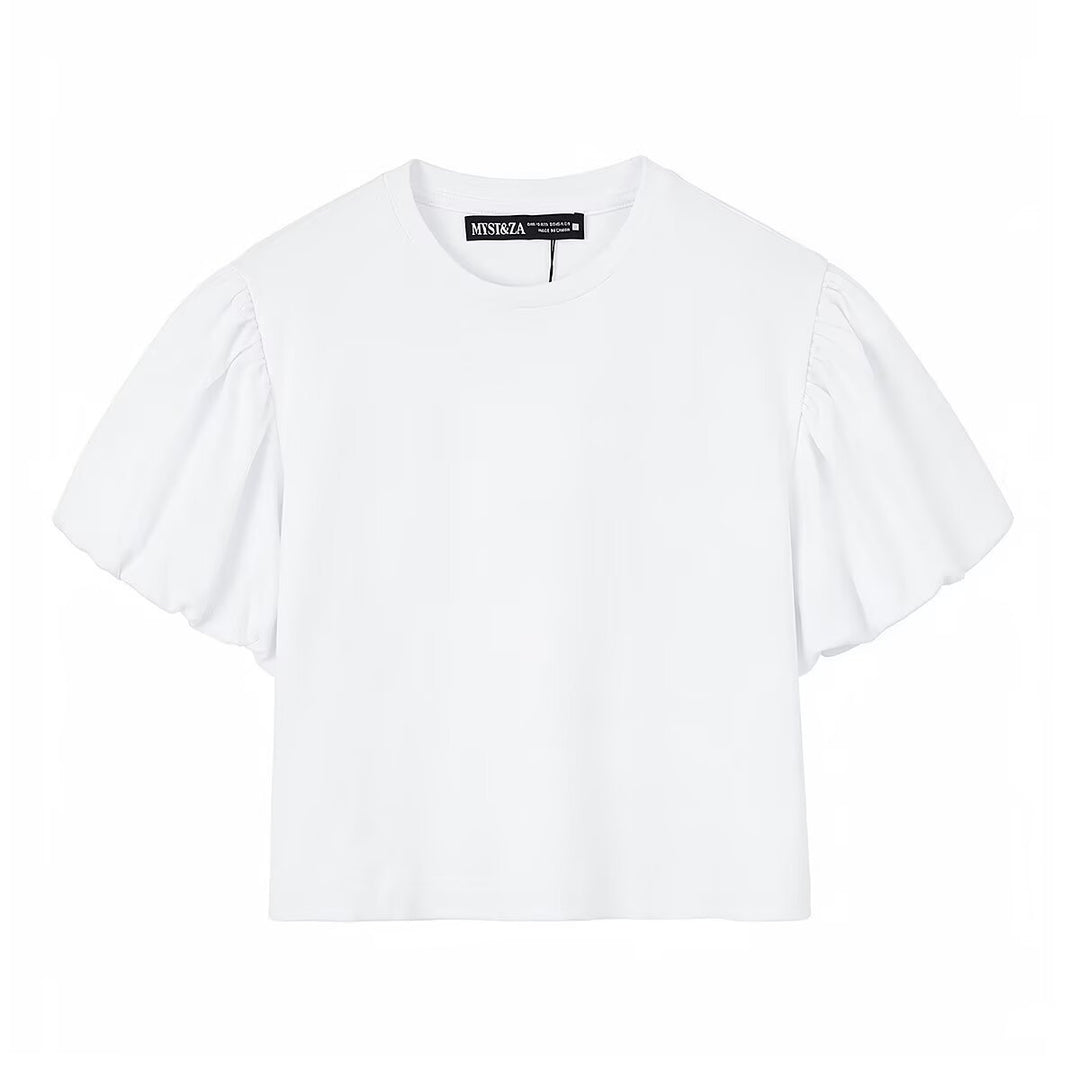 Damen modisches Crop-Top mit voluminösen Puffärmeln EB