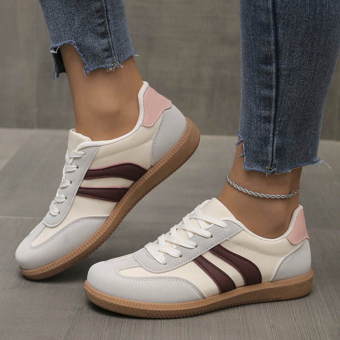 Damen Sportliche Retro Sneakers mit gepolstertem Innenfutter und rutschfester Sohle EB