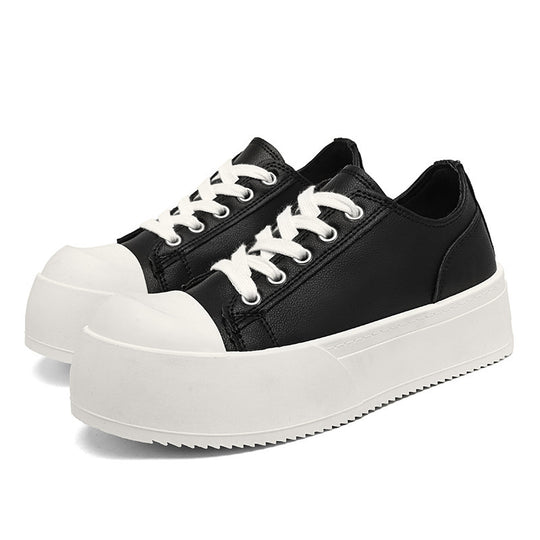 Damen modische Plattform-Sneaker mit lackiertem Obermaterial und klassischem Schnürsystem EB