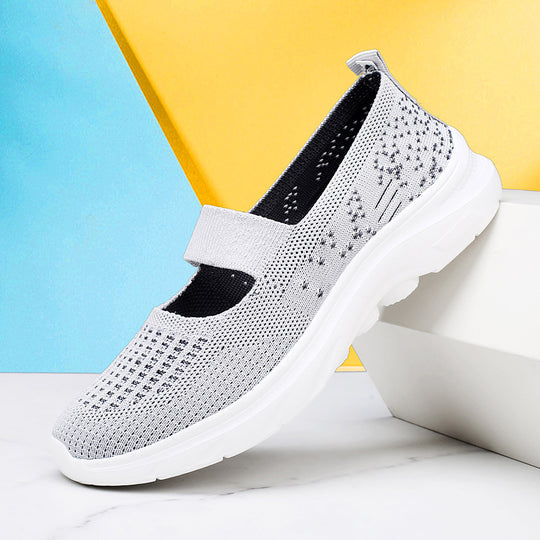 Damen bequeme Slip-On Sneakers mit gepolstertem Riemen EB