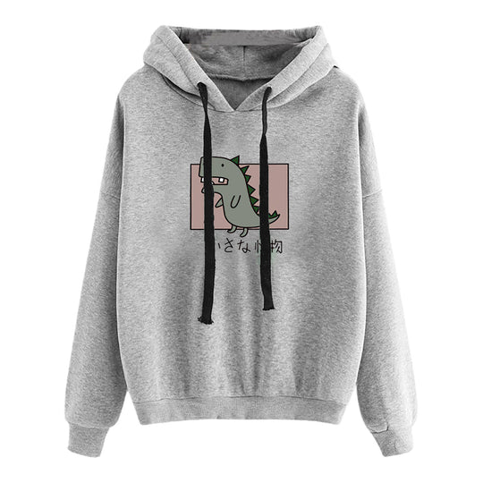 Damen nan kurz geschnittener Cropped-Kapuzenpullover mit niedlicher Frosch-Illustration und verstellbarer Kapuze EB