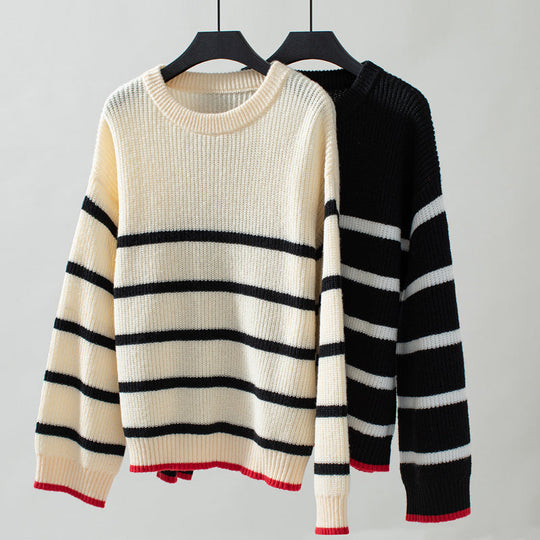 EB | Gestreifter Strickpullover Mit Weichem Material