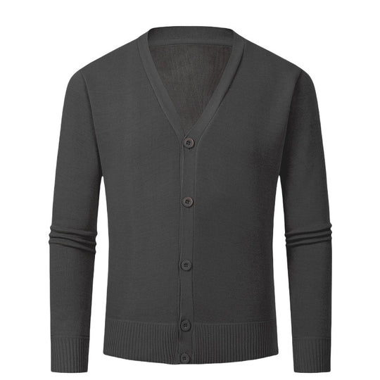 Herren Strickjacke mit V-Ausschnitt und knopflosem Design EB