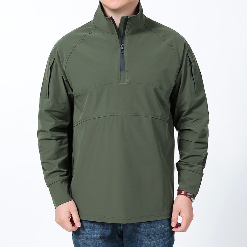 Herren nan Softshell-Pullover mit kurzem Reißverschluss, Ärmeltasche und Raglanärmeln EB