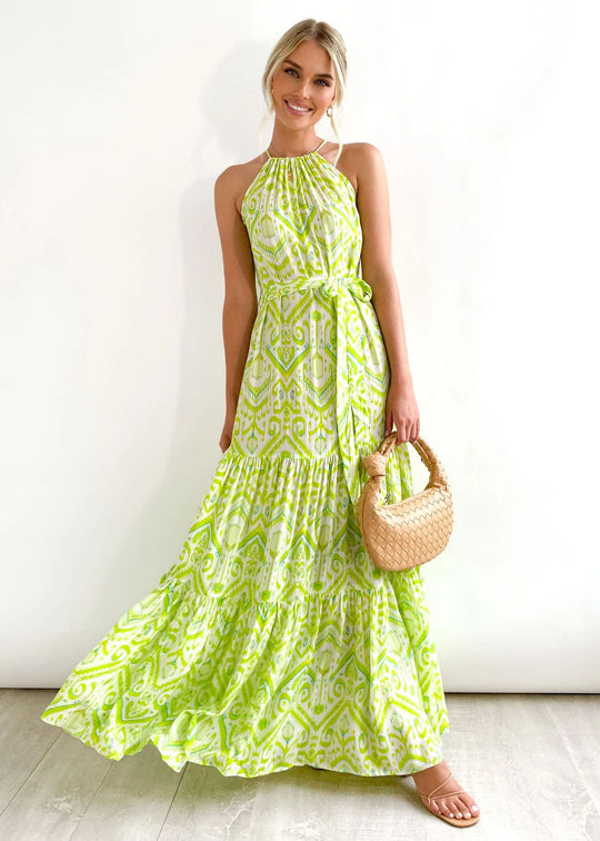 Damen Sommerliches Maxikleid mit floralem Muster und luftigen Rüschendetails EB
