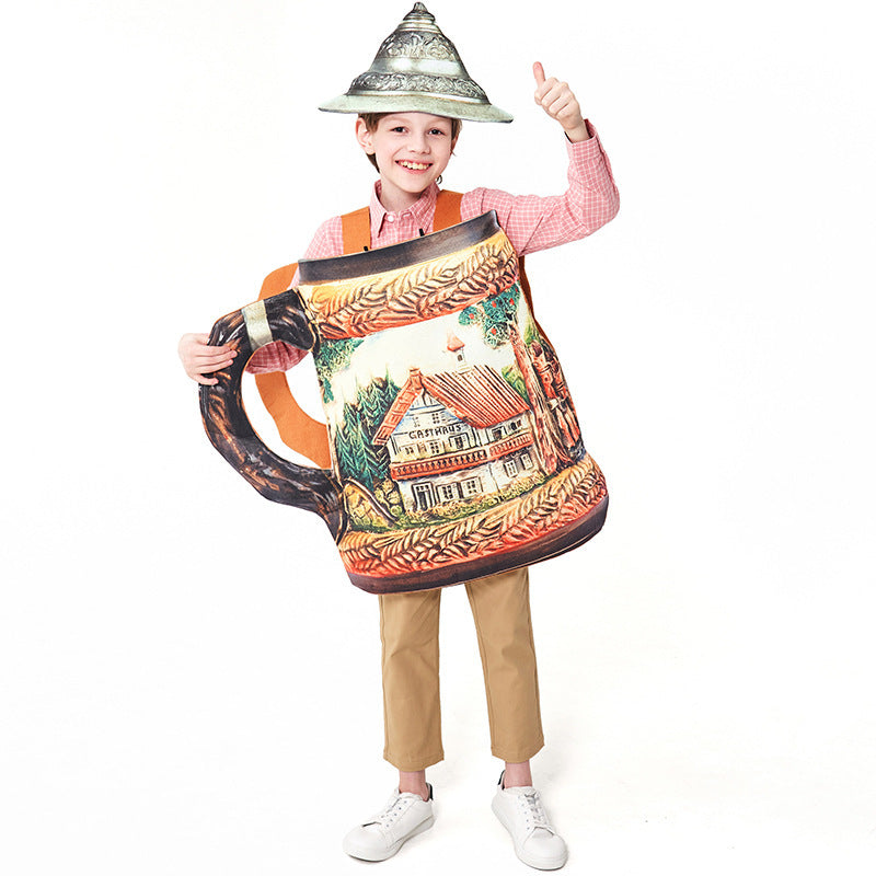 Unisex nan traditioneller keramischer Bierkrug mit Zinndeckel und handbemaltem Reliefmotiv EB