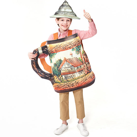 Unisex nan traditioneller keramischer Bierkrug mit Zinndeckel und handbemaltem Reliefmotiv EB
