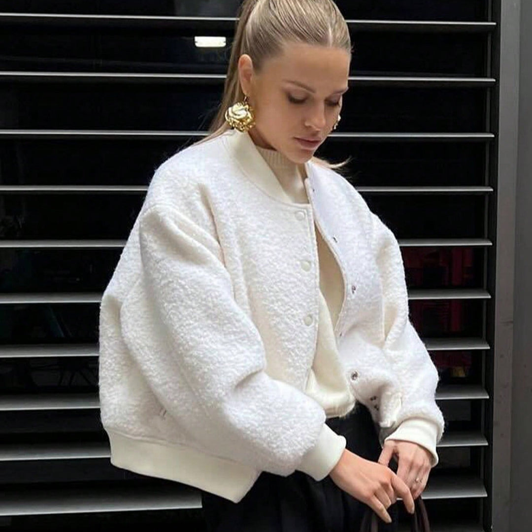 Damen kuschelige Fleece-Jacke im lässigen Stil mit praktischen Taschen EB