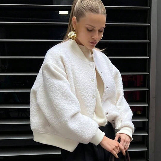 Damen kuschelige Fleece-Jacke im lässigen Stil mit praktischen Taschen EB