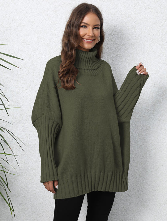 Damen Oversize Rollkragenpullover mit strukturiertem Strick EB