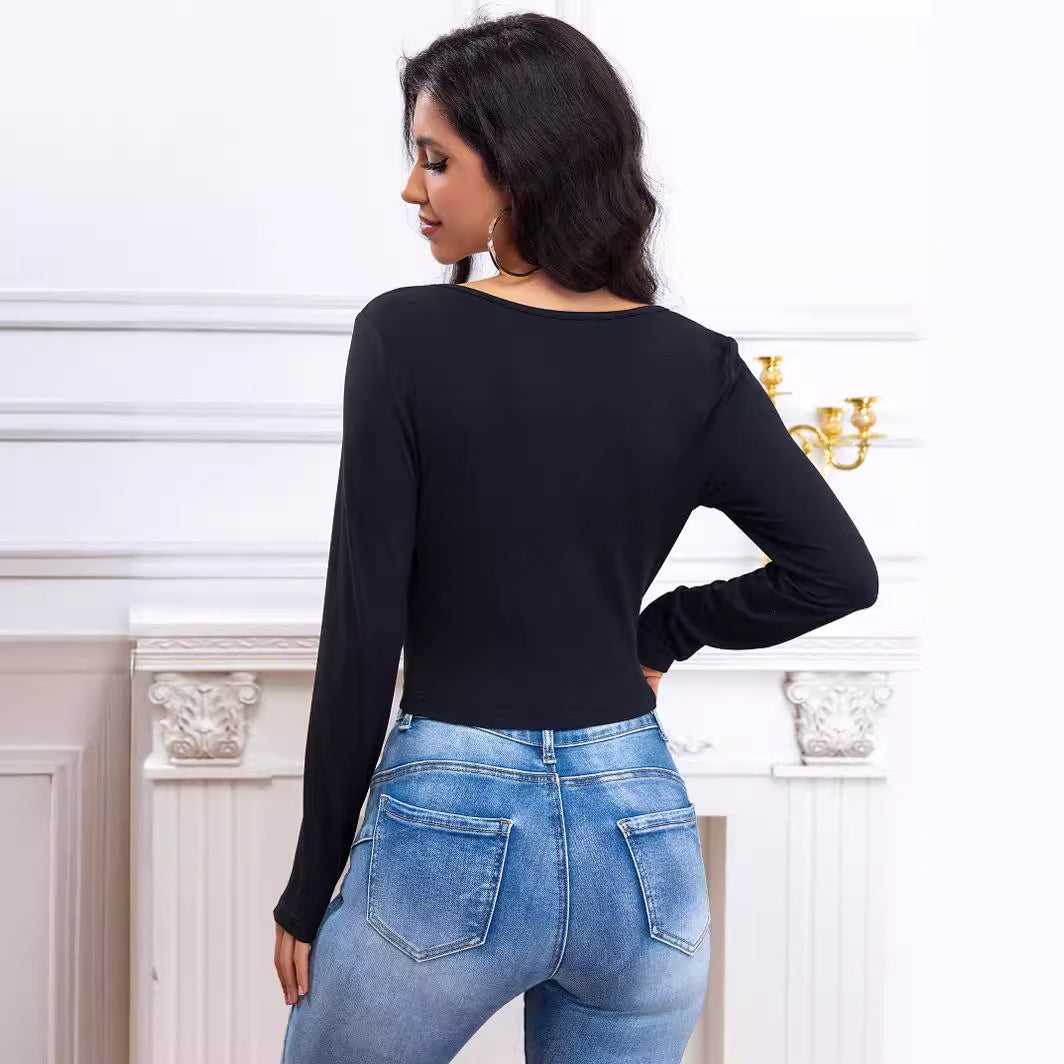 Damen Wrap-Bluse mit Ballonärmeln EB