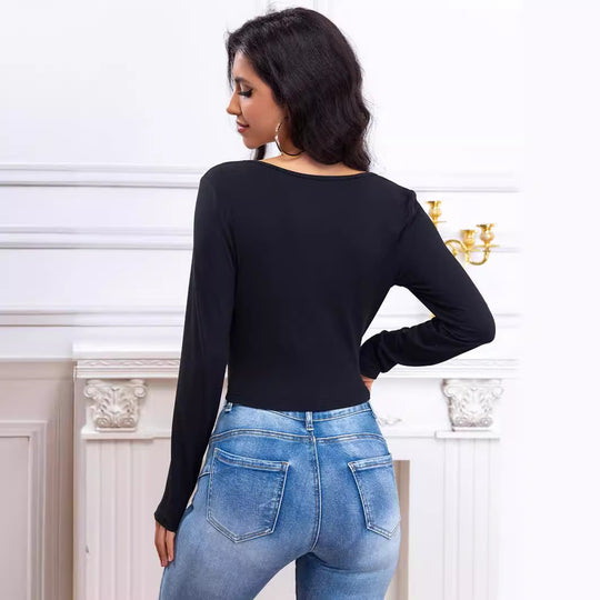 Damen Wrap-Bluse mit Ballonärmeln EB