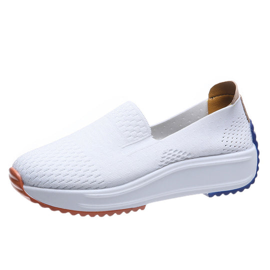Damen Komfortable Slip-On Sneakers mit atmungsaktivem Strickdesign und dämpfender Sohle EB