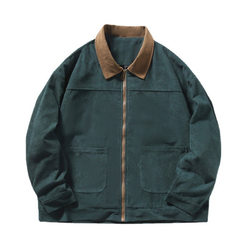 Herren nan gefütterte Cordjacke mit Kontrastkragen und Frontreißverschluss EB