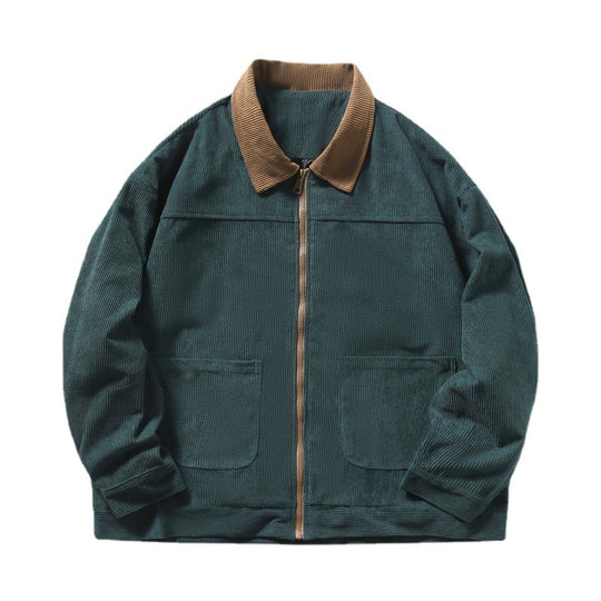 Herren nan gefütterte Cordjacke mit Kontrastkragen und Frontreißverschluss EB