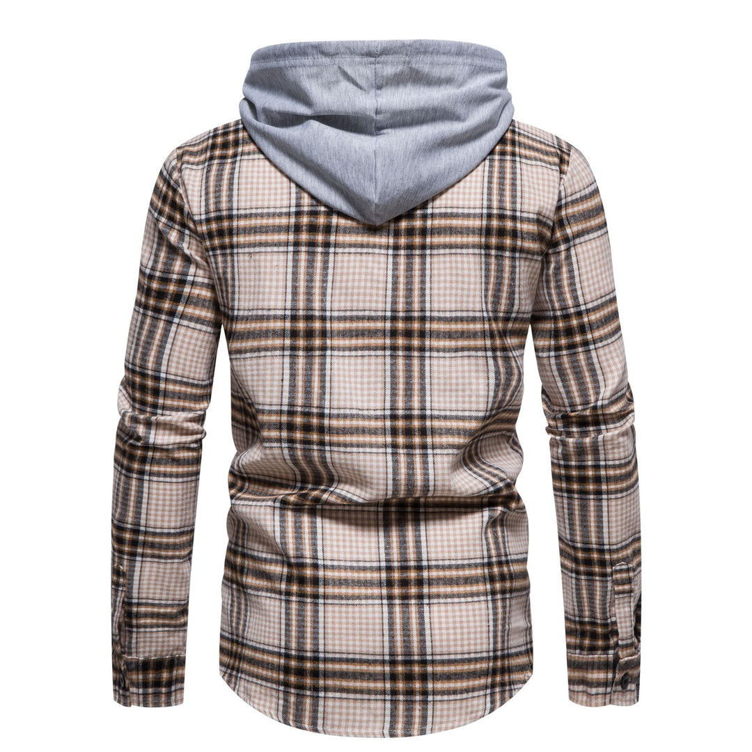 Herren Karo-Hemdjacke mit integrierter Kapuze und modernen Mustern EB