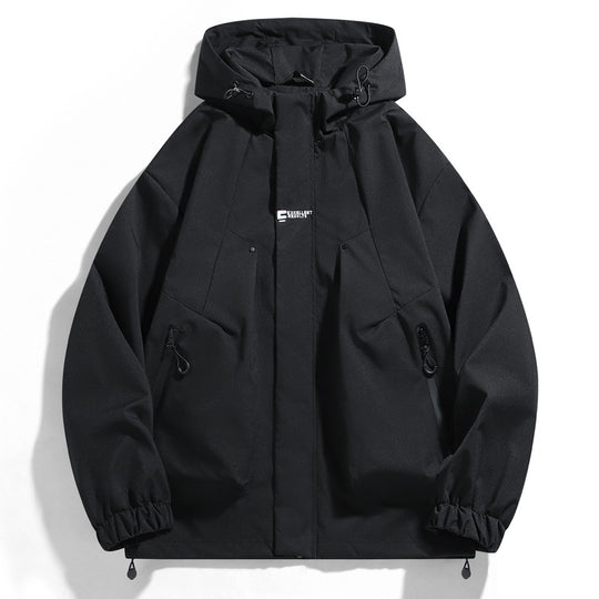 Herren wind- und wasserabweisende Kapuzenblouson mit ergonomischen Nähten, verstellbarem Saum und sicheren Reißverschlusstaschen EB