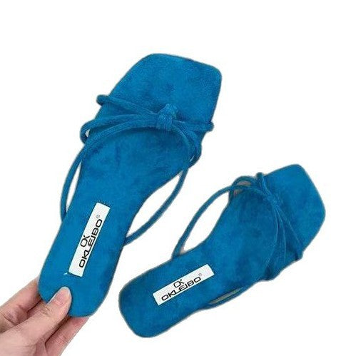 Damen modische Zehentrenner mit eleganten Schnürdetails EB