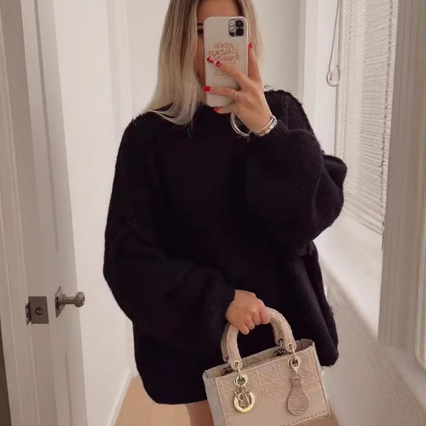 Damen Oversized Strickpullover mit weichem Material und modischen Ärmeln EB