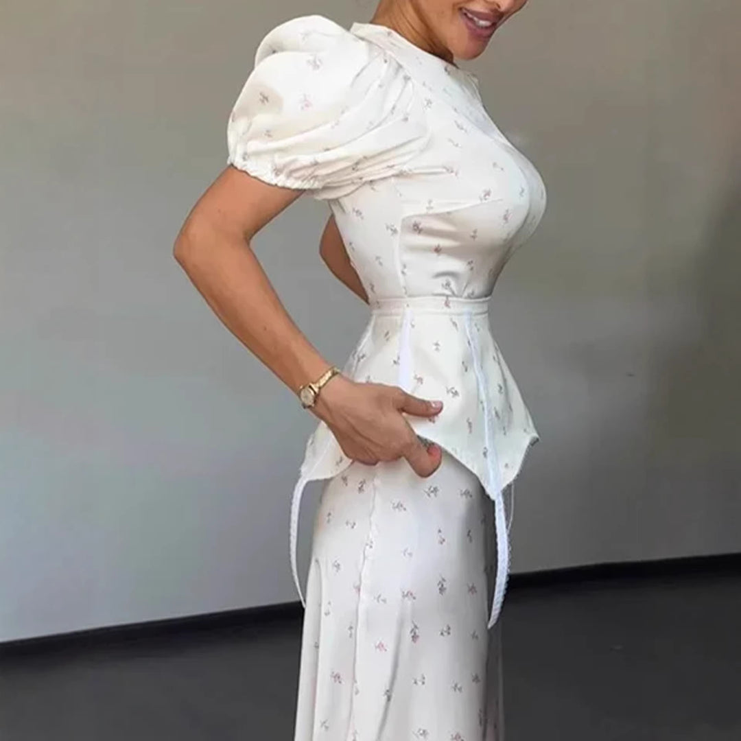Damen Elegantes Oberteil mit Puffärmeln und verspieltem Taillierungsdetail EB
