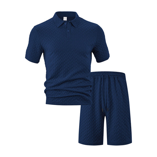 Herren nan strukturiertes Polo-Set aus atmungsaktiver Baumwollmischung EB
