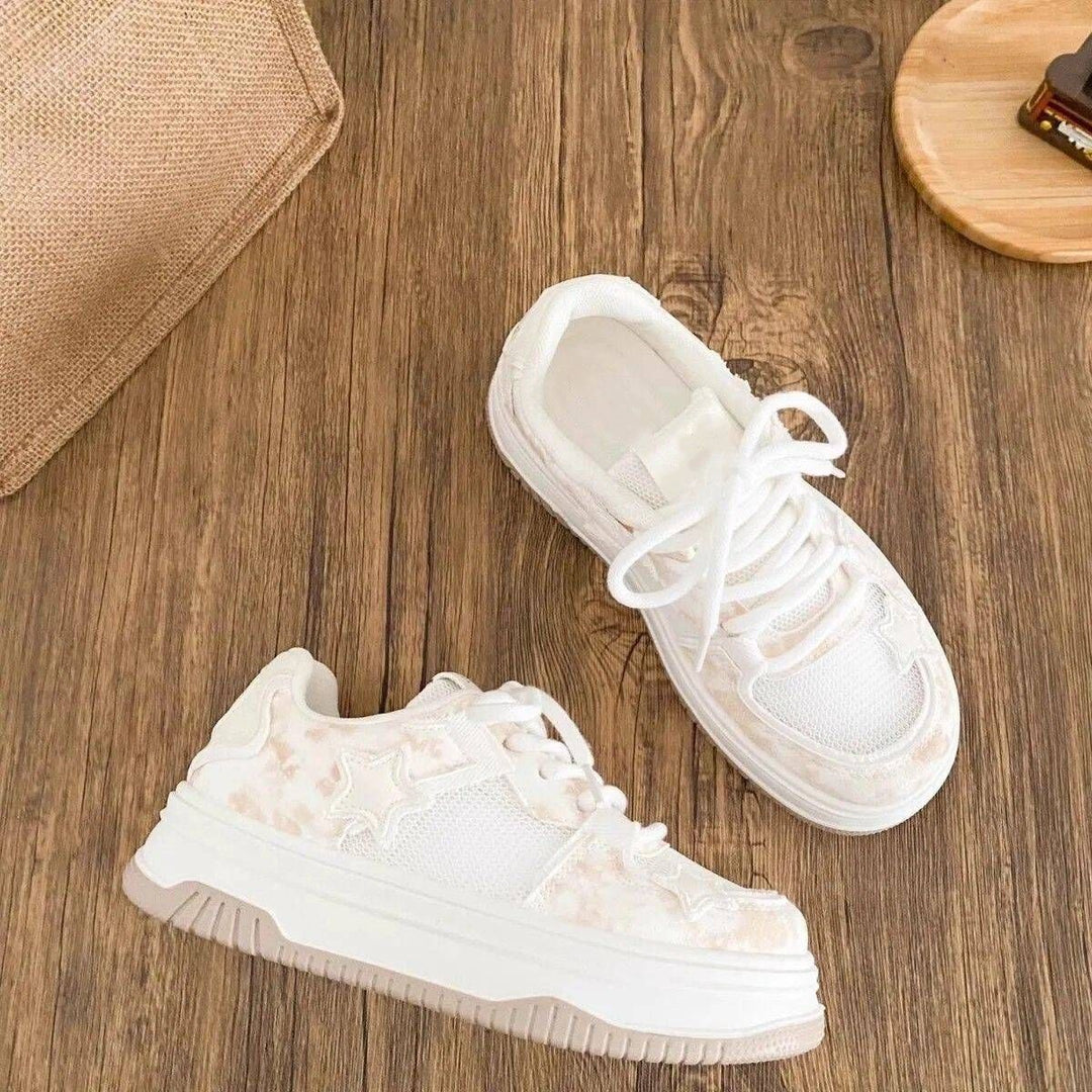 Damen Sportliche Plateau-Sneaker mit atmungsaktiver Mesh-Oberfläche und modischem Design EB