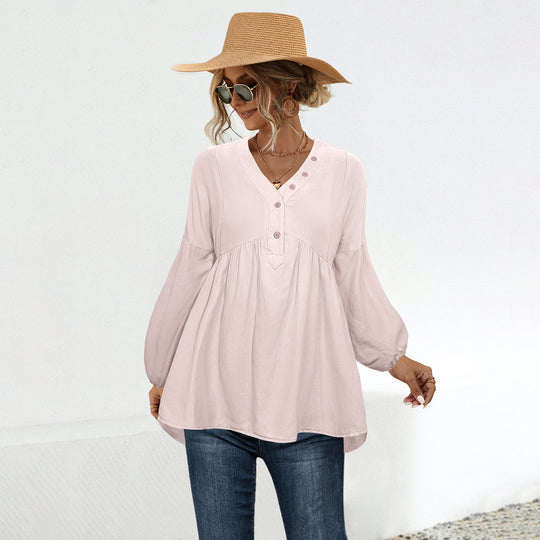 Damen Blusenshirt mit lässigem Schnitt und eleganten Knopfdetails EB