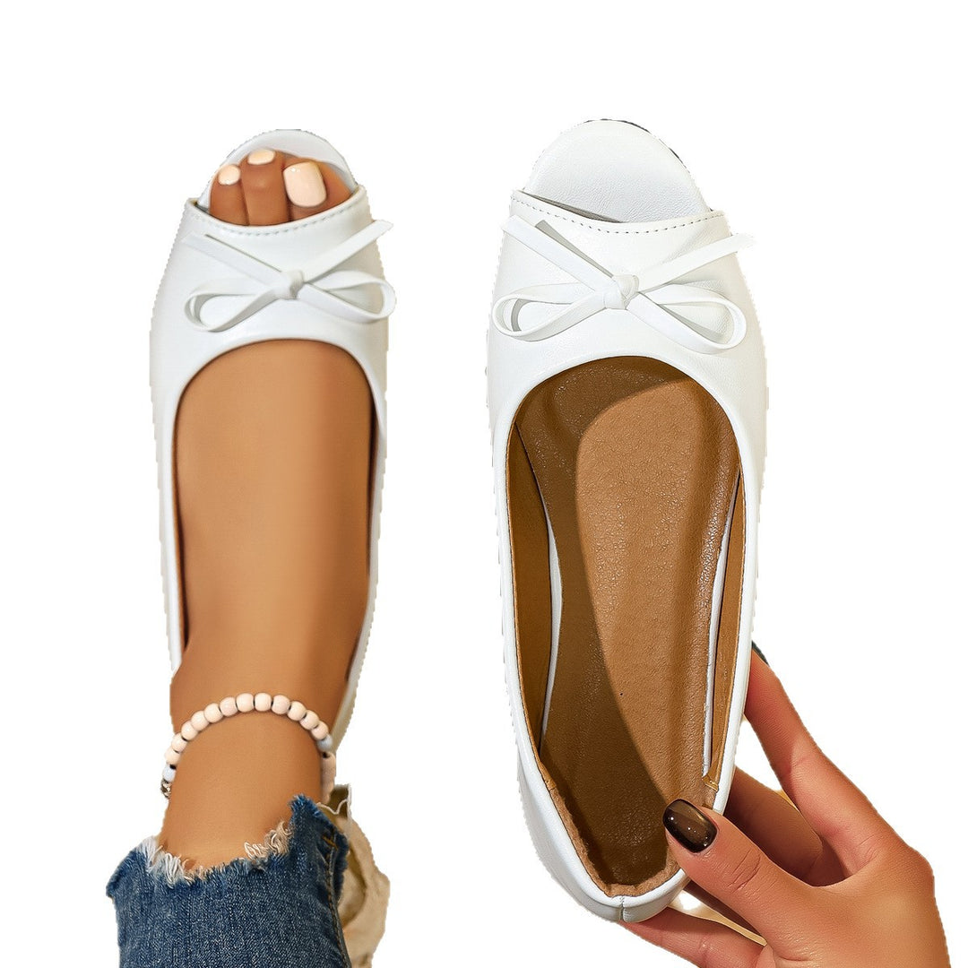 Damen Freizeitschlafschuhe mit offenen Zehen und dekorativem Schleifenakzent EB