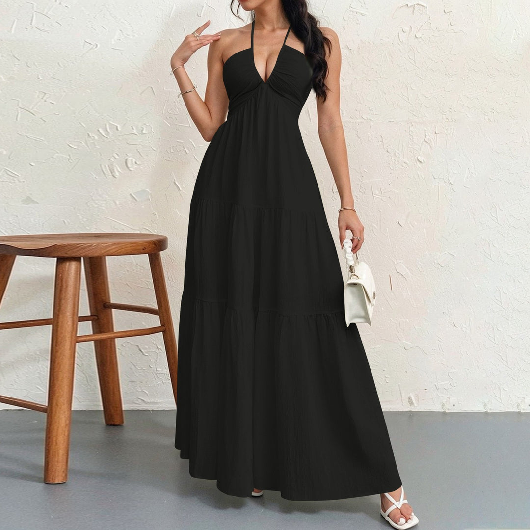 Damen Maxikleid mit fließendem Schnitt und tiefem Ausschnitt EB