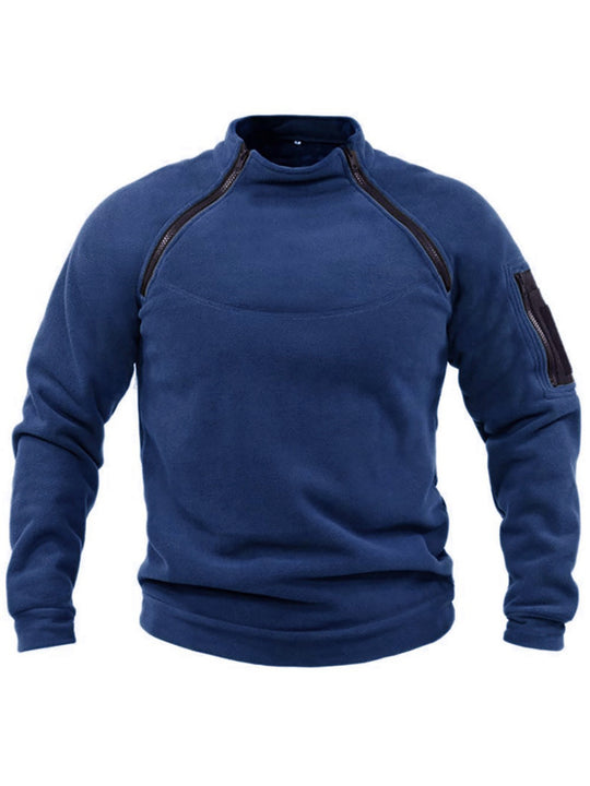 Herren Thermo-Fleecepullover mit hochschließendem Kragen und praktischen Taschen EB