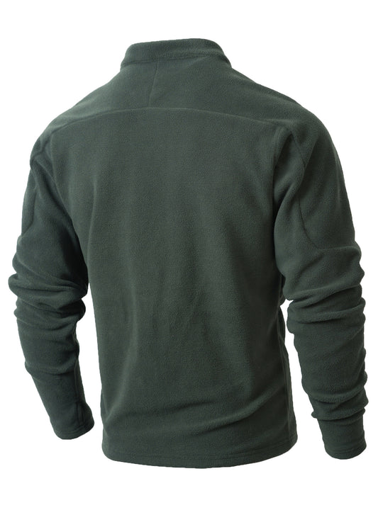 Herren Fleece-Pullover mit modischem Stehkragen und praktischen Knopfdetails EB