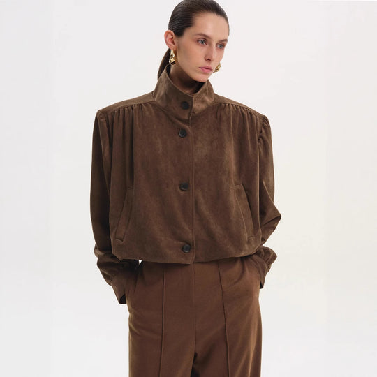 Damen Oversized Bluse mit schickem Plissee-Design und eleganten Knopfdetails EB