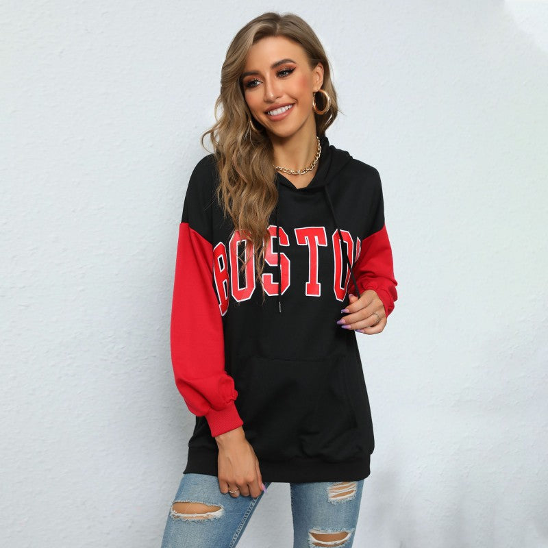 Damen Hoodie-Kleid mit farblich abgesetzten Ärmeln und lässigem Schnitt EB