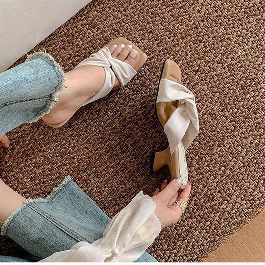 Damen elegante Slipper mit kunstvollem Knoten-Riemendesign EB