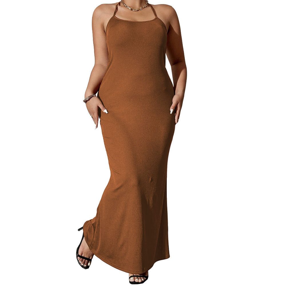 Damen elegantes Maxikleid mit schmalen Trägern und figurschmeichelndem Schnitt EB