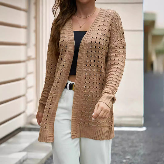 Damen Strickjacke mit luftiger Lochmuster-Optik EB