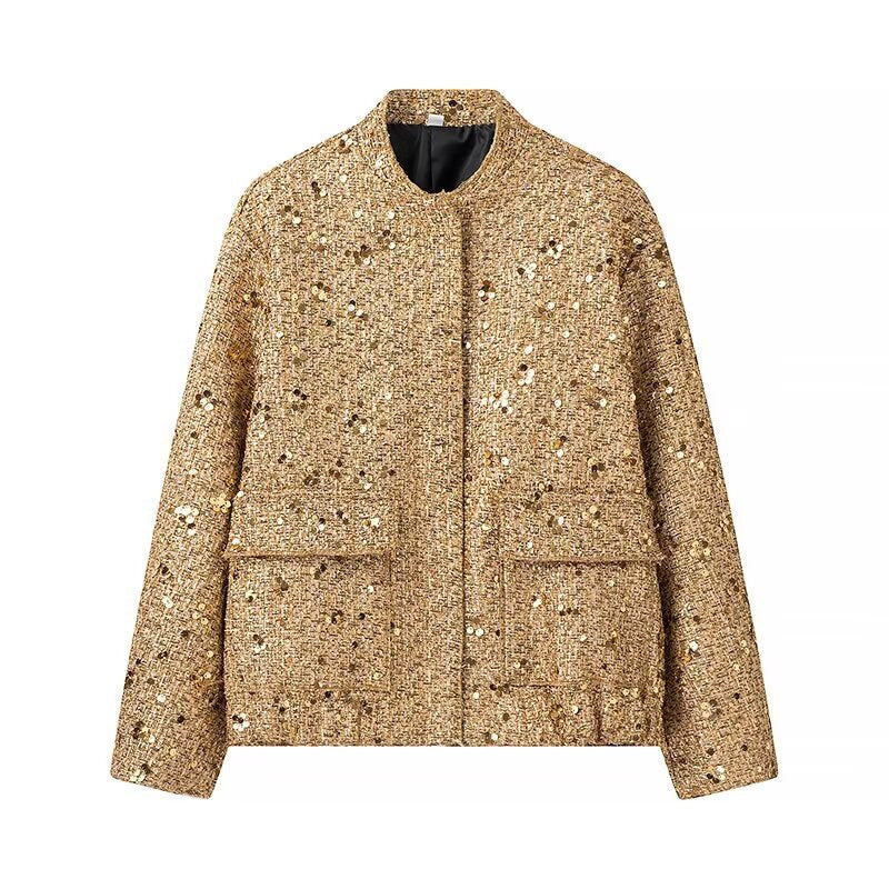 Damen Funktionsjacke mit glitzerndem Lurex und praktischen Taschen EB