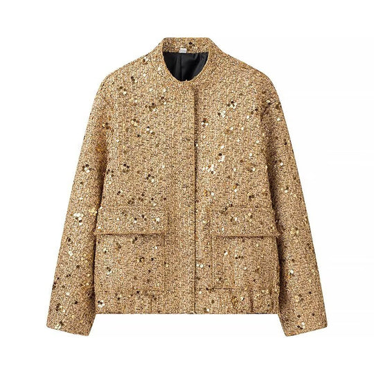 Damen Funktionsjacke mit glitzerndem Lurex und praktischen Taschen EB