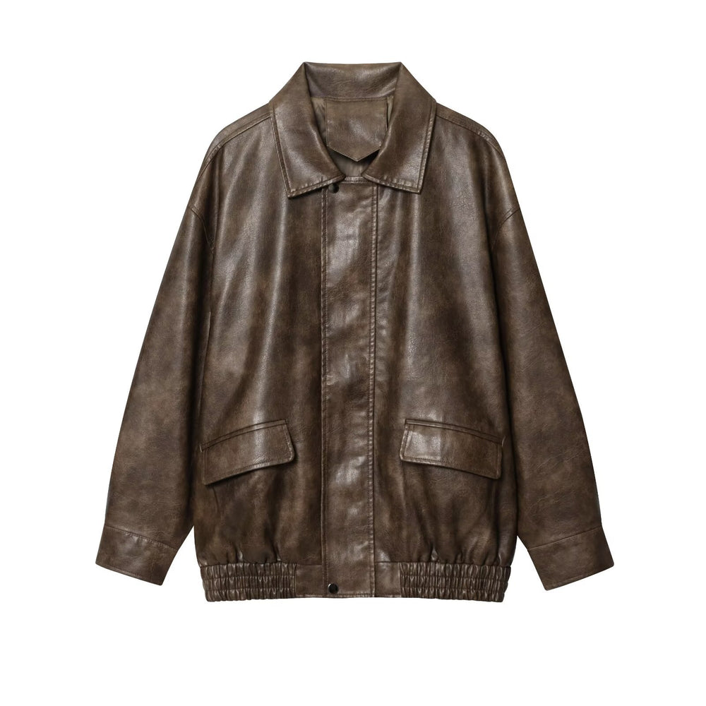 Damen elegante Kunstlederjacke EB