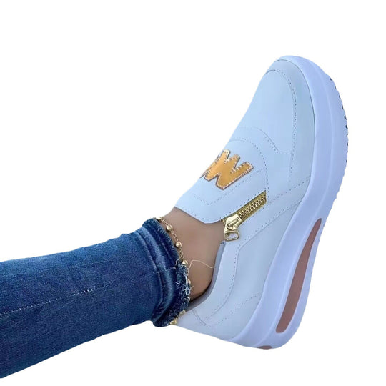 Damen Freizeitsneaker mit elastischem Einschlupf und modischem Reißverschluss EB