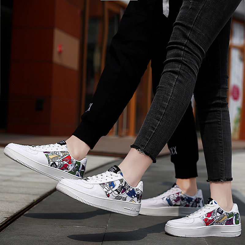 Damen Modische Sneakers mit buntem Grafiken-Design EB
