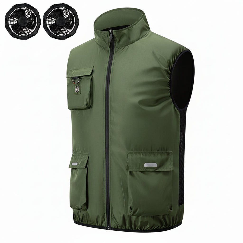 Herren nan atmungsaktive Ventilations-Arbeitsweste mit Lüfteranschluss und Mehrfachtaschen R&B
