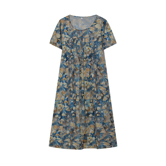 Damen Maxikleid mit floralem Design und weiten Ärmeln EB