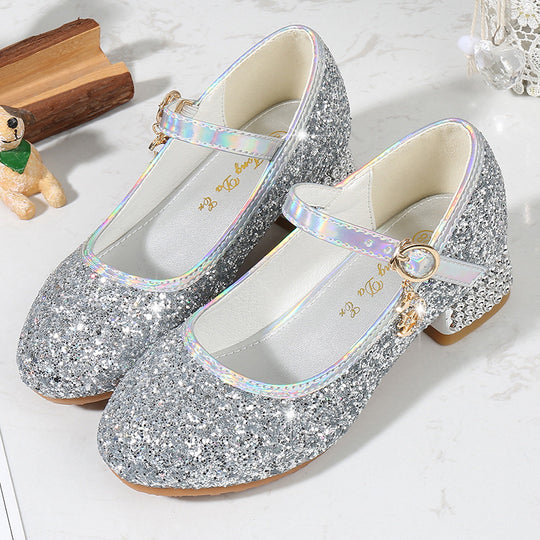 Mädchen Glitzernde Mary Jane Ballerinas mit dekorativer Schleifen- und Perlenverzierung EB