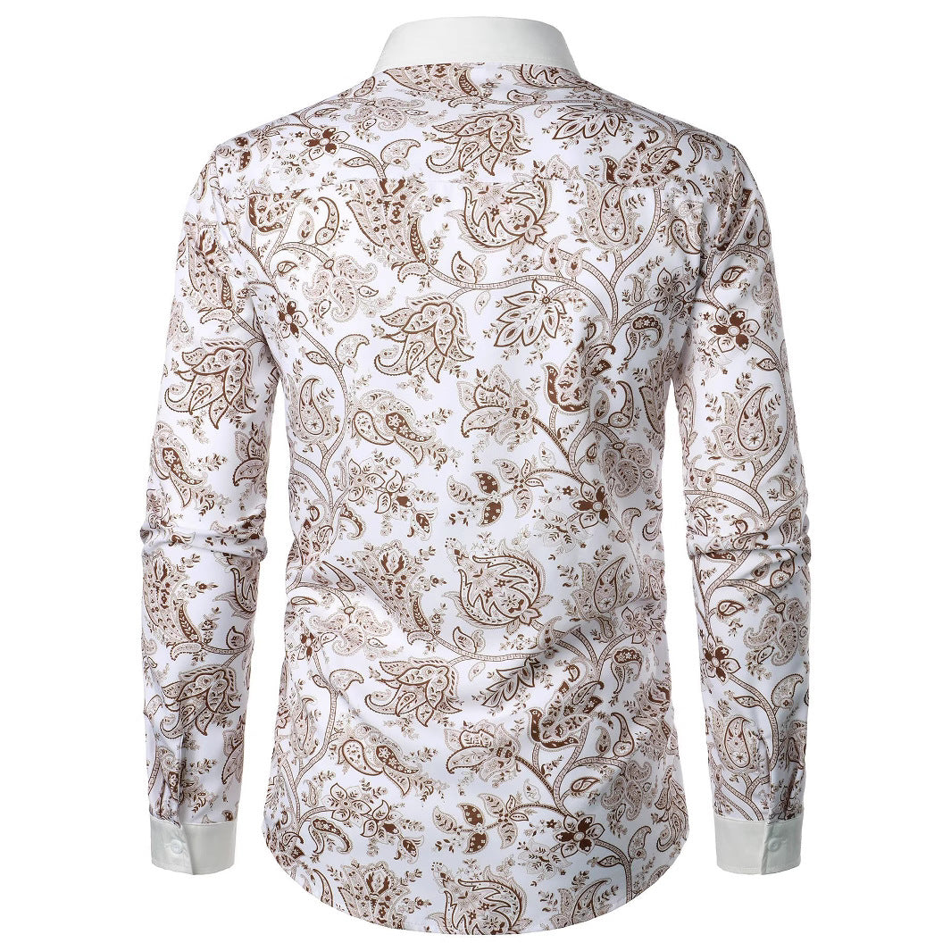Herren Langarmhemd mit modernem Paisley-Design EB